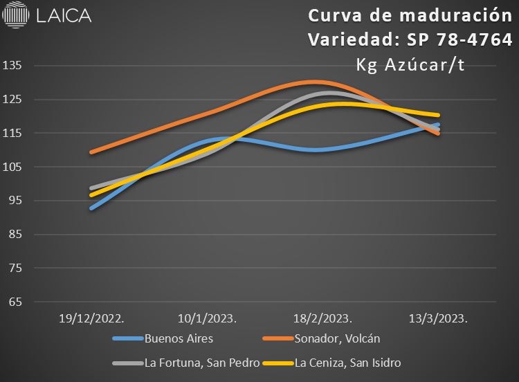 Curva de maduración SP 78-4764.