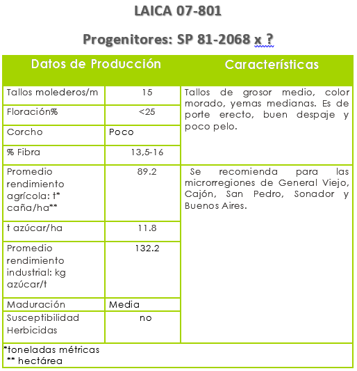 Variedad LAICA 07-801.