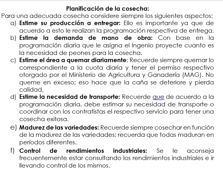 Planificación de la cosecha.