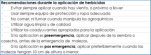 Recomendaciones en aplicación herbicidas