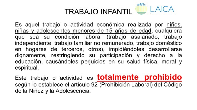 Definición de trabajo infantil.