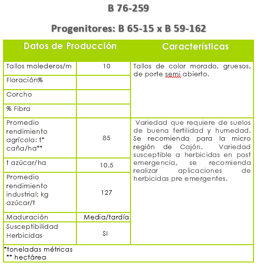 Variedad B 76-259.