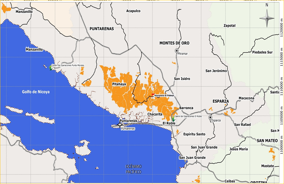 Ubicación geográfica, región Pacifico Central